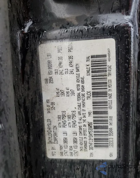 1999 Dodge Ram 1500 from USA, damaged, VIN 3B7HF13Y3XM539096